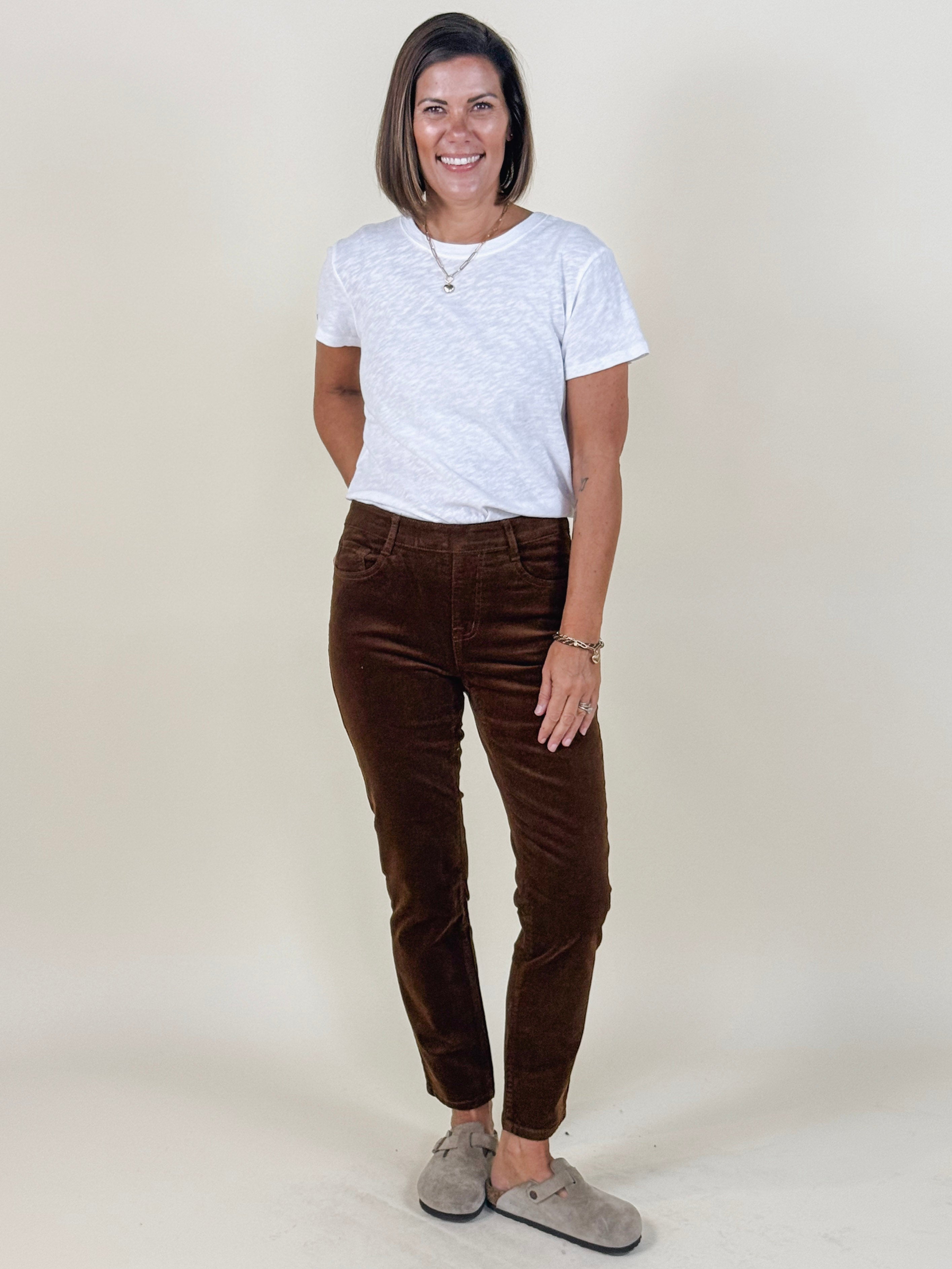 [TRIBAL] Audrey Micro Corduroy Pull-On Slim Pants