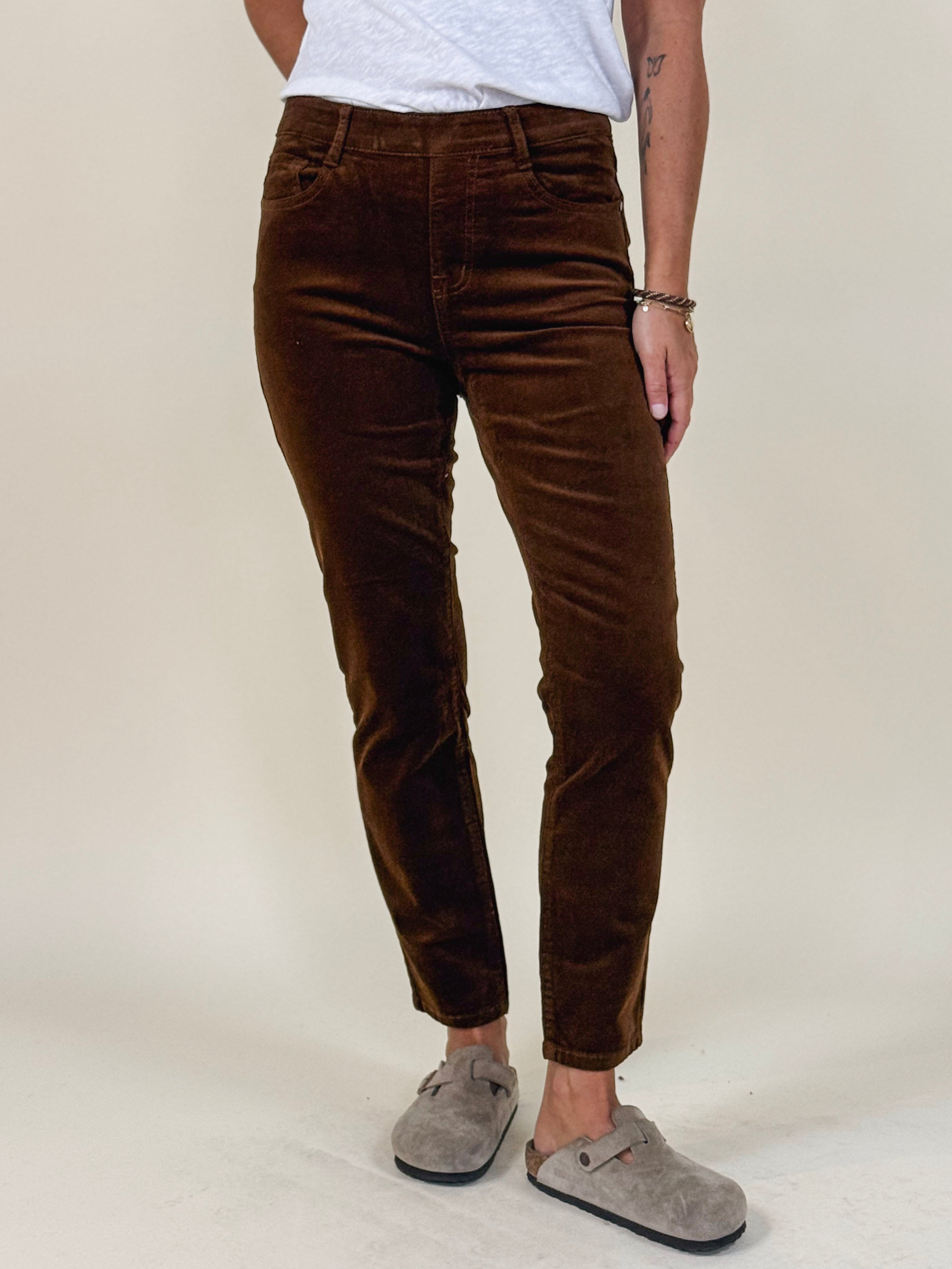 [TRIBAL] Audrey Micro Corduroy Pull-On Slim Pants
