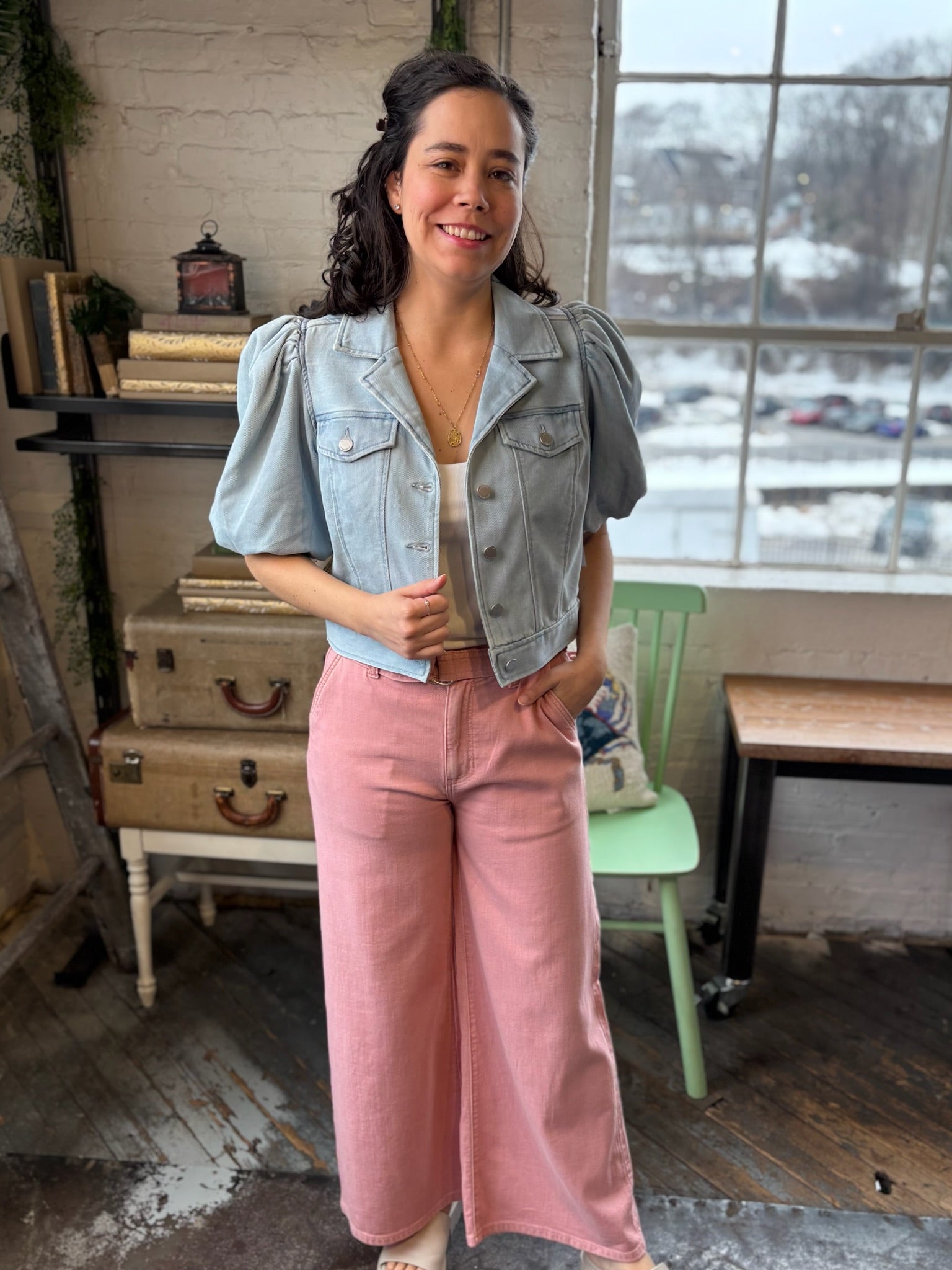 [Liverpool] Stride Wide Leg Jeans with Self Belt, 28" Inseam