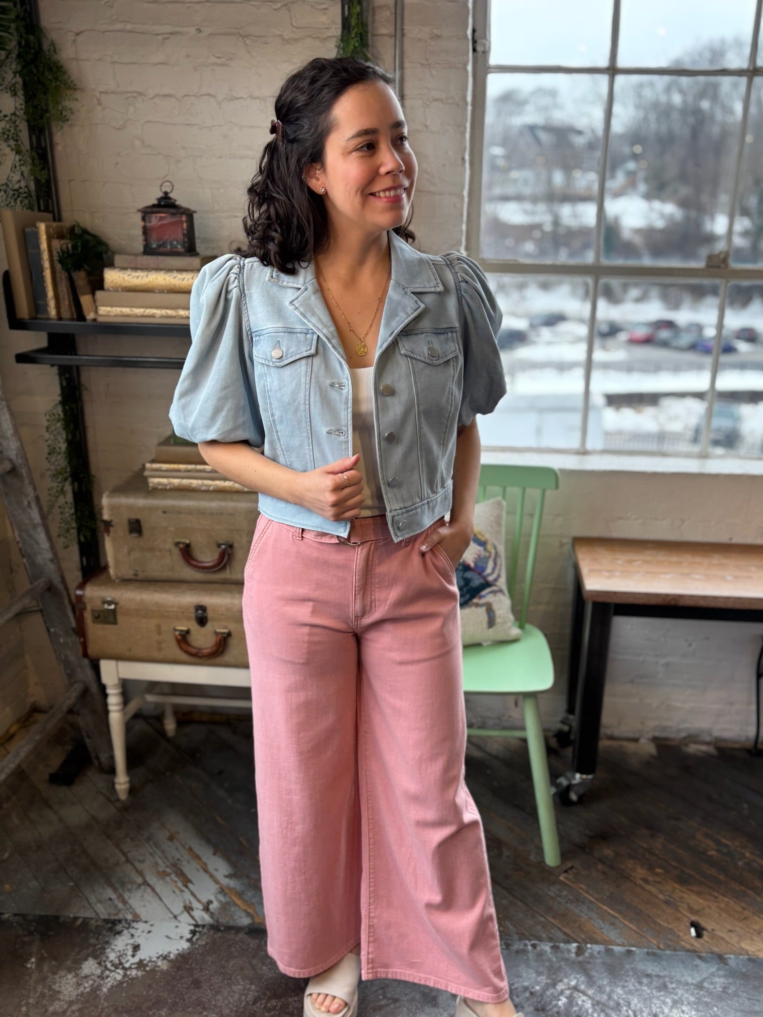 [Liverpool] Stride Wide Leg Jeans with Self Belt, 28" Inseam