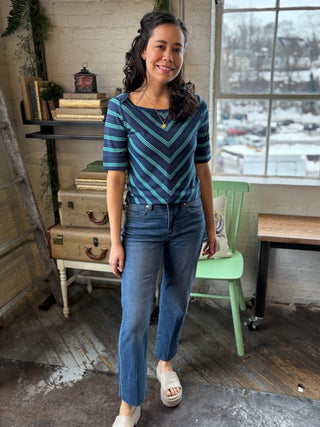 [Liverpool] Marina Half Sleeve Boat Neck Top