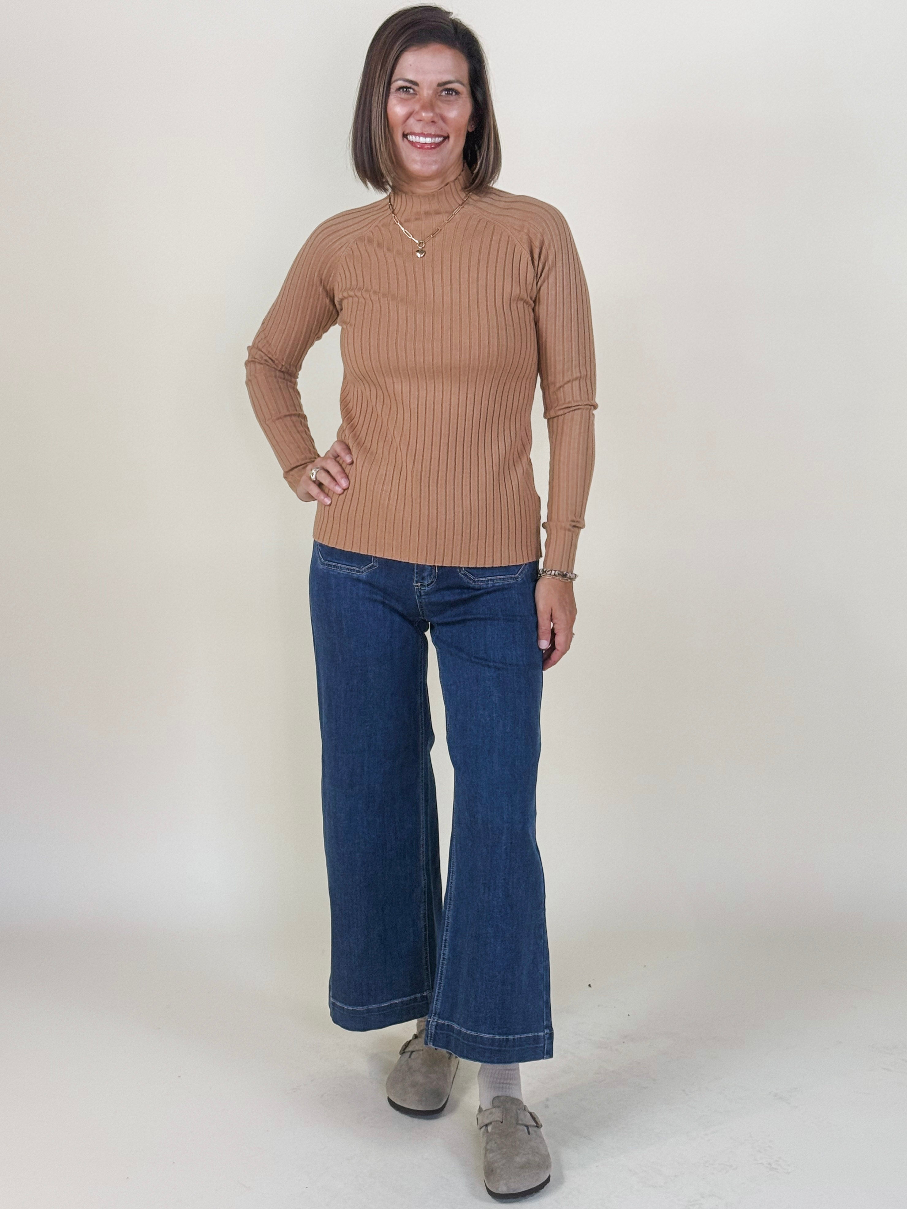 Shelly Ribbed Mock Neck Sweater