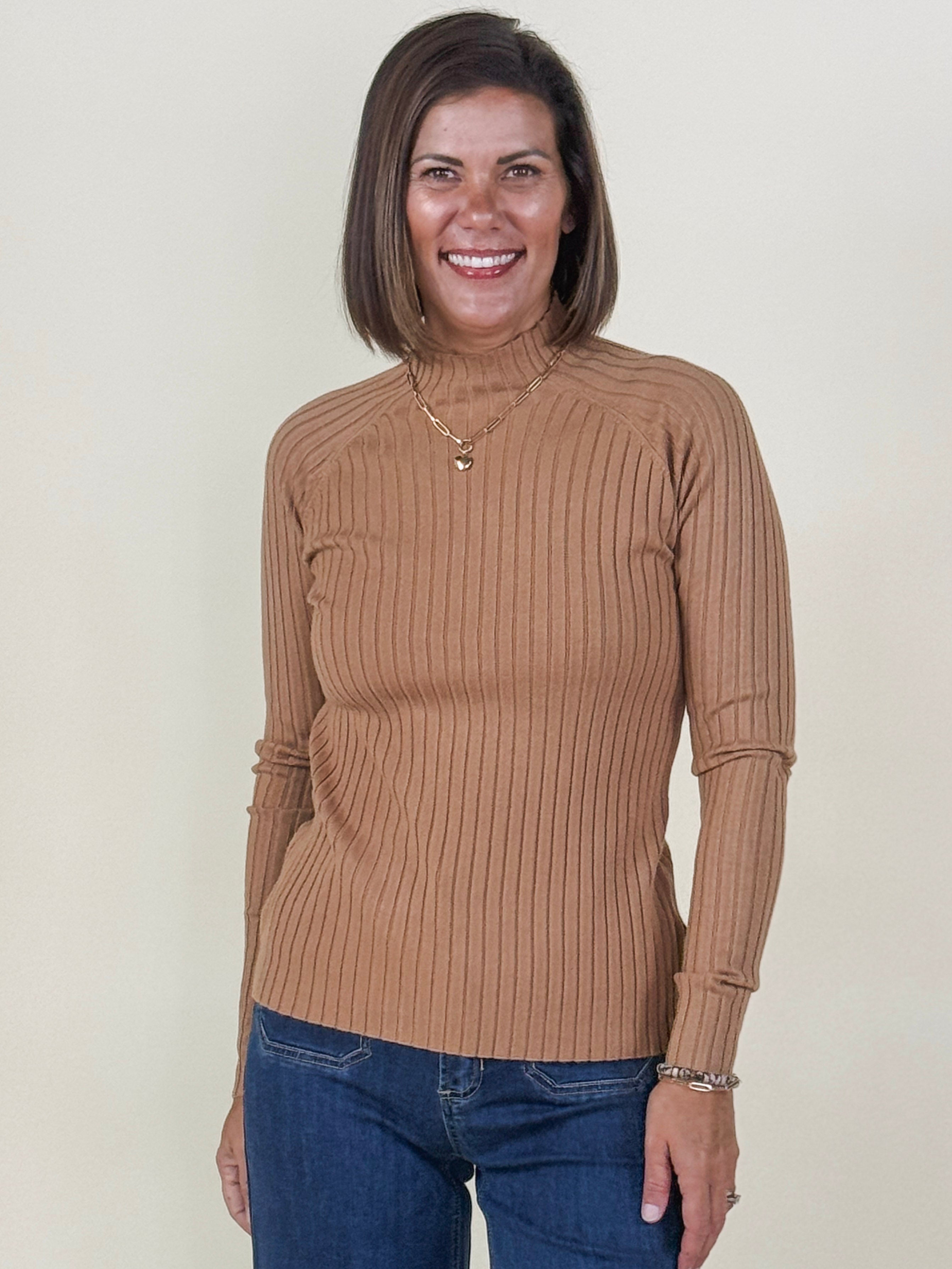 Shelly Ribbed Mock Neck Sweater