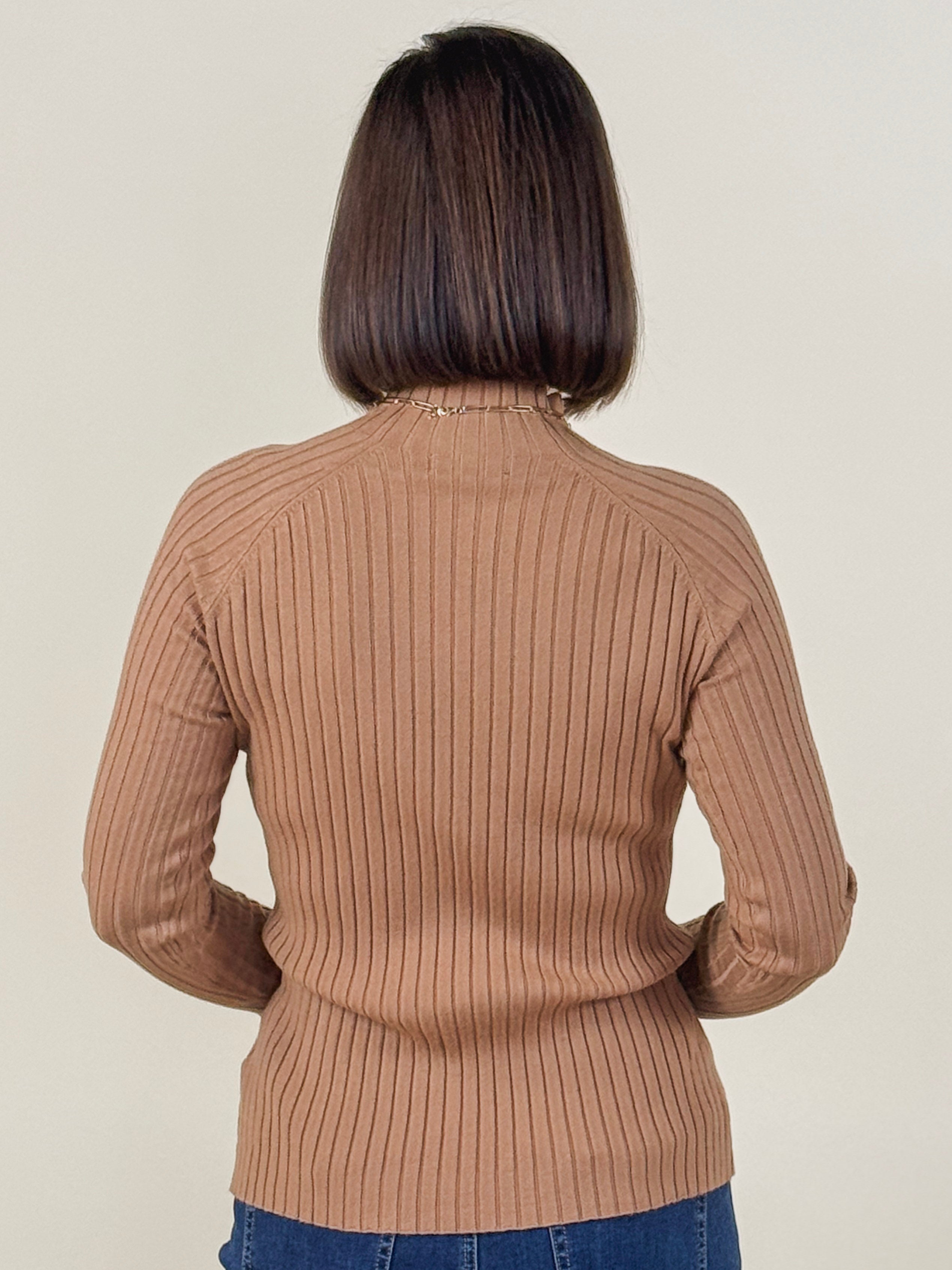 Shelly Ribbed Mock Neck Sweater