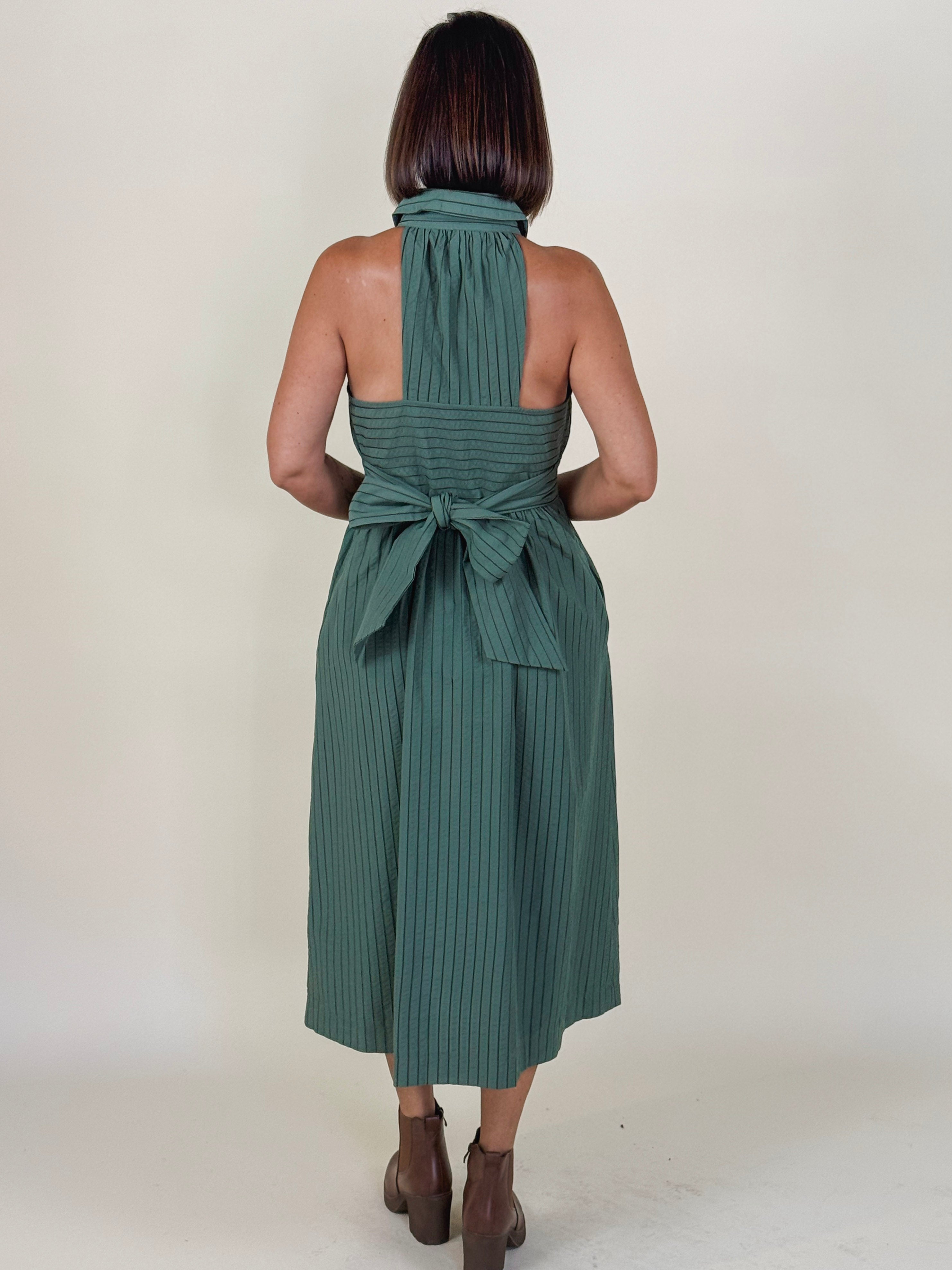 Rosa Flutter Halter Collared Dress