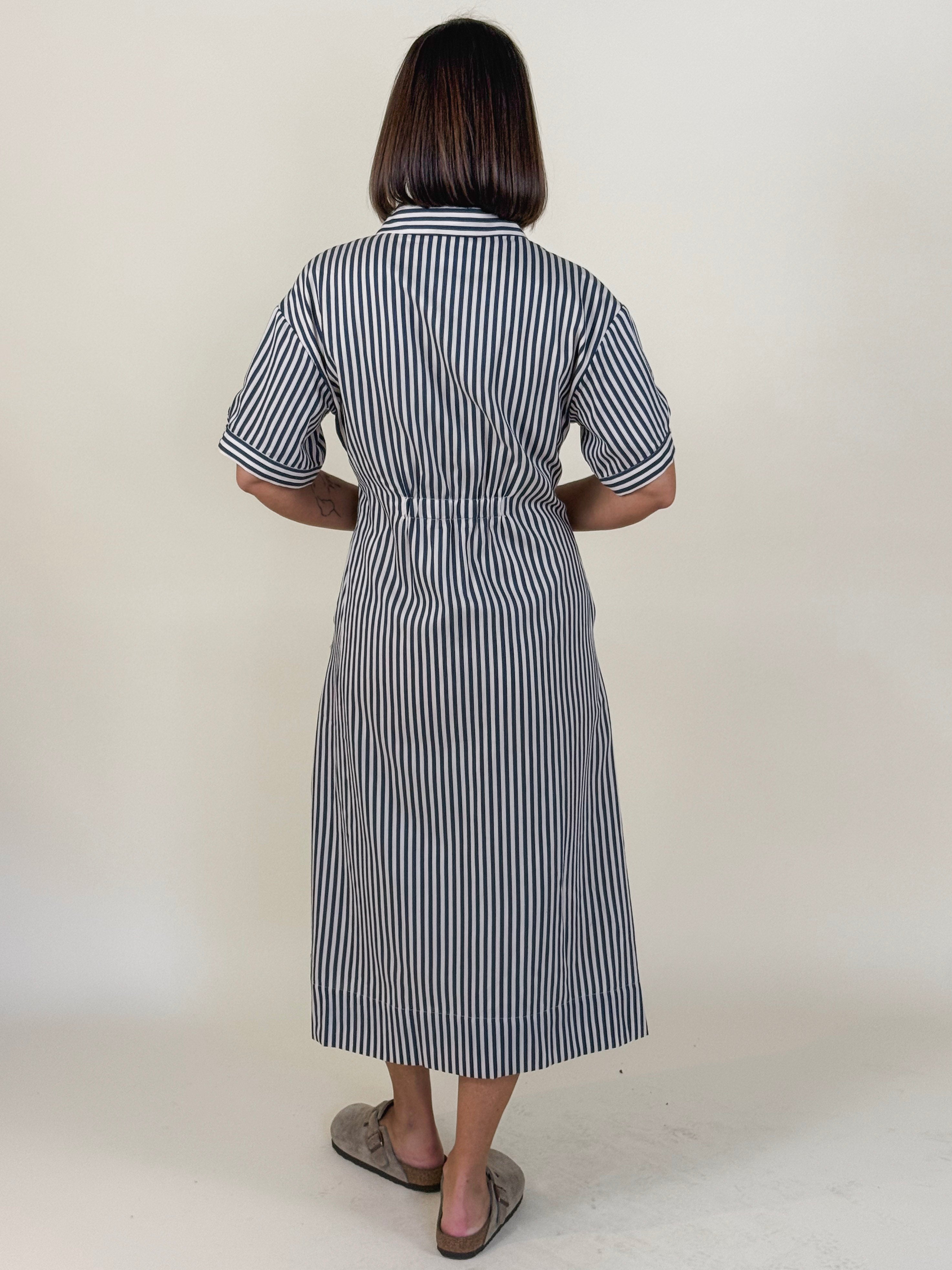 Vanisa Stripe Midi Shirt Dress