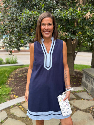 Beth Sleeveless Contrast Trim Dress