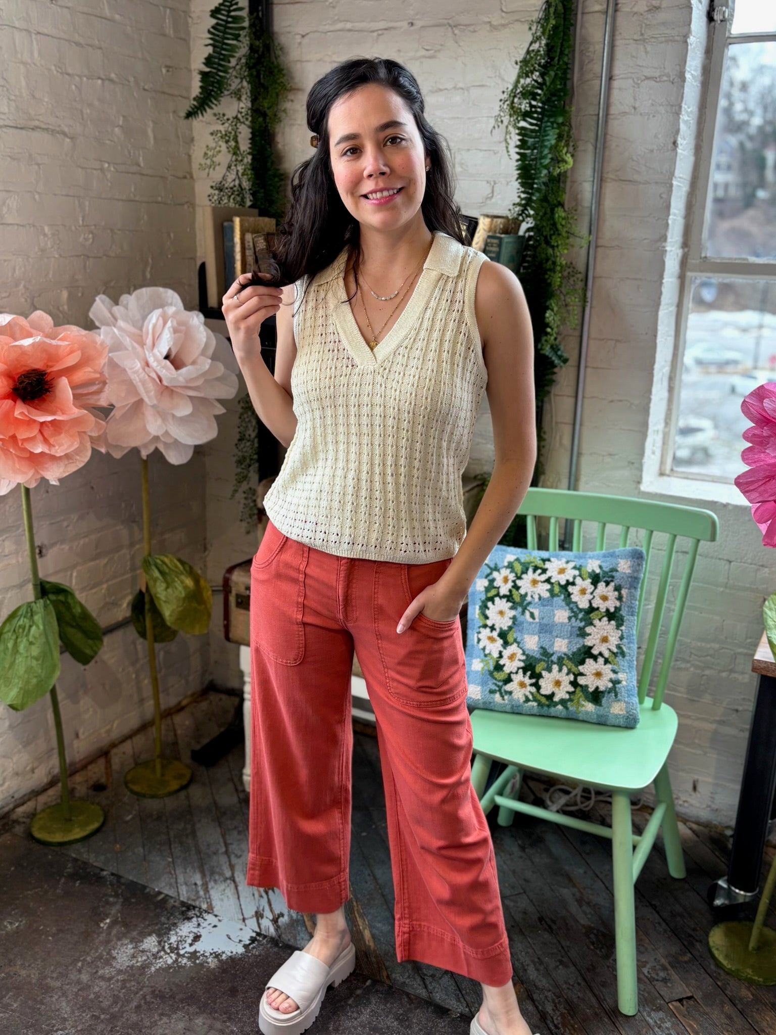 [Liverpool] Stride Cargo Wide Leg Crop Denim, 26" Inseam