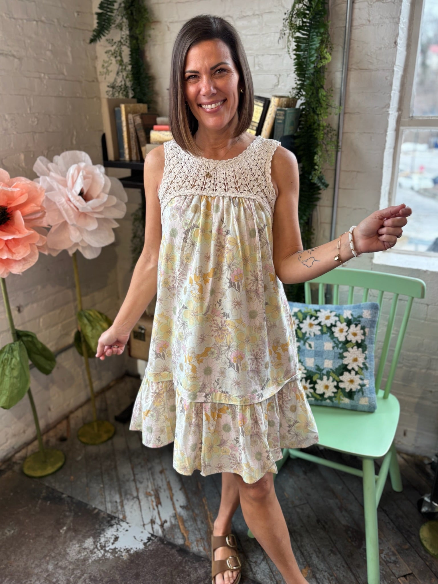 [Liverpool] Eliza Crochet Detail Sleeveless Dress