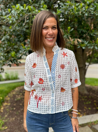 Sallyanne Seashell Embroidery Top