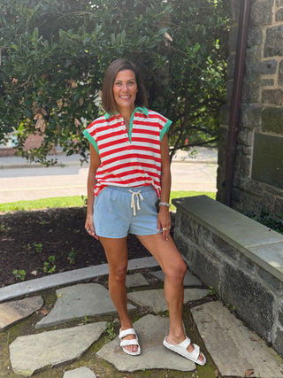 Macy Nautical Stripe Colorblock Tee