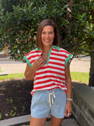 Macy Nautical Stripe Colorblock Tee