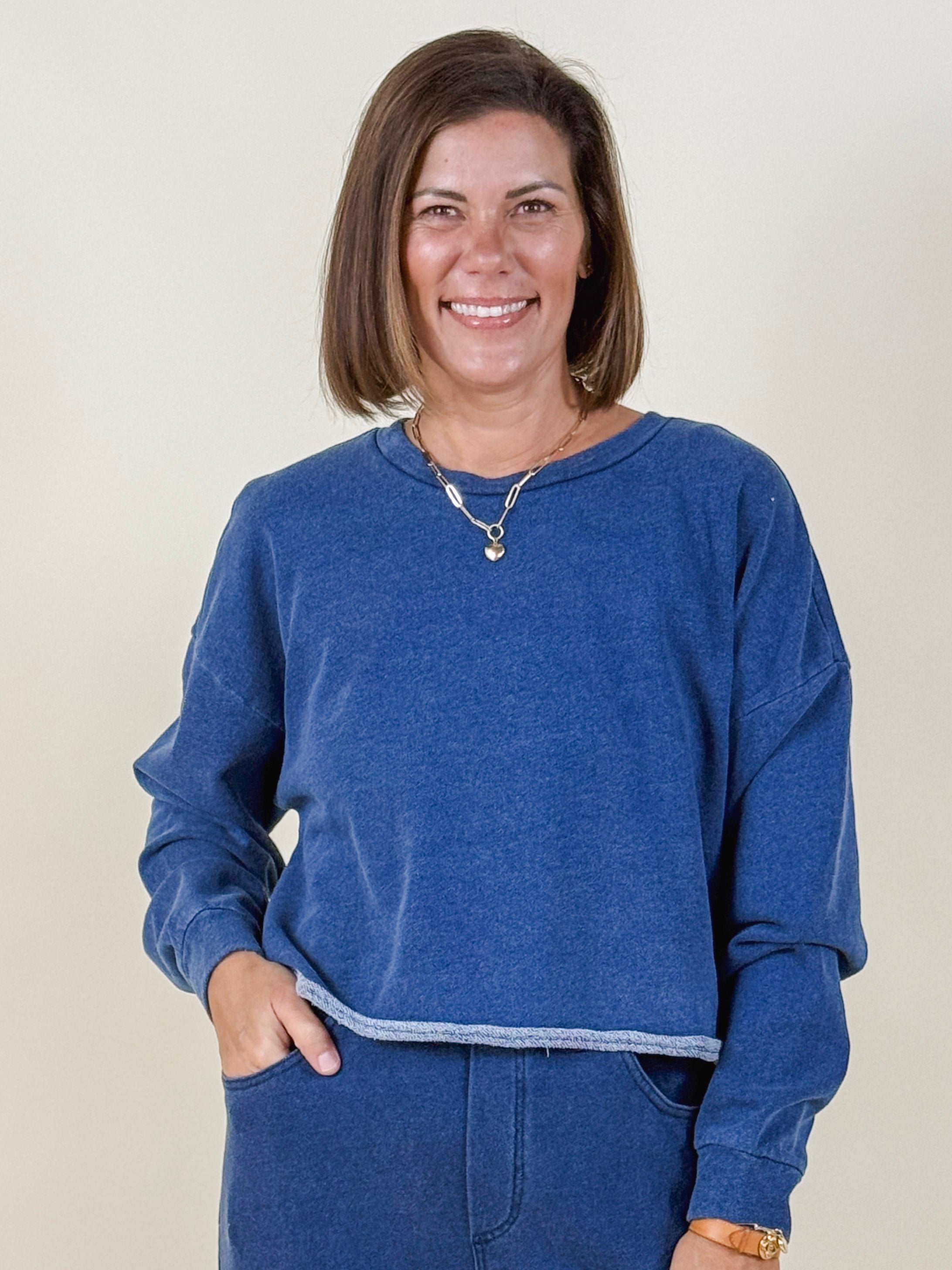 [Z Supply] Circuit Knit Denim Sweatshirt