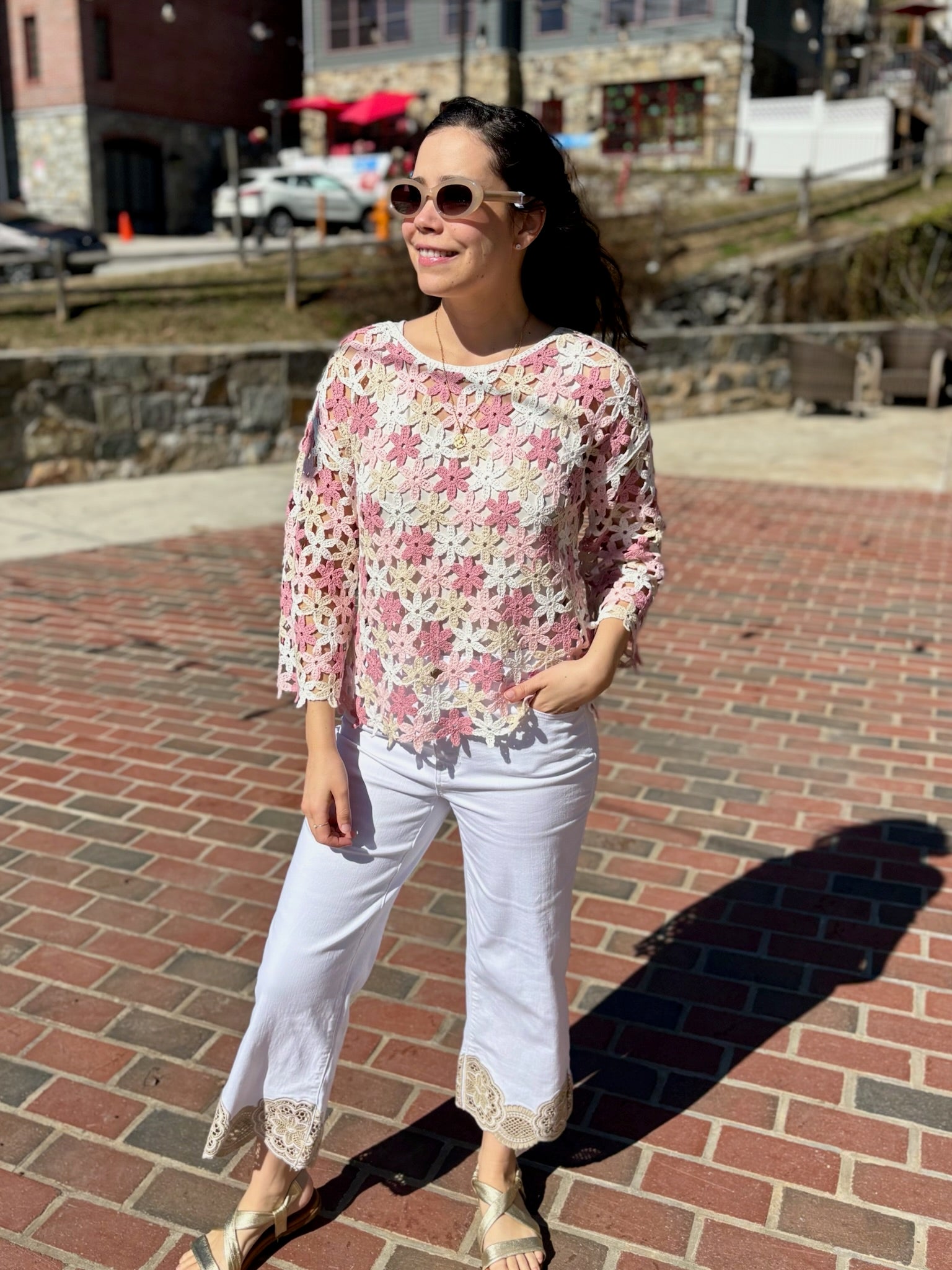 Charlie Crochet Flower Blouse