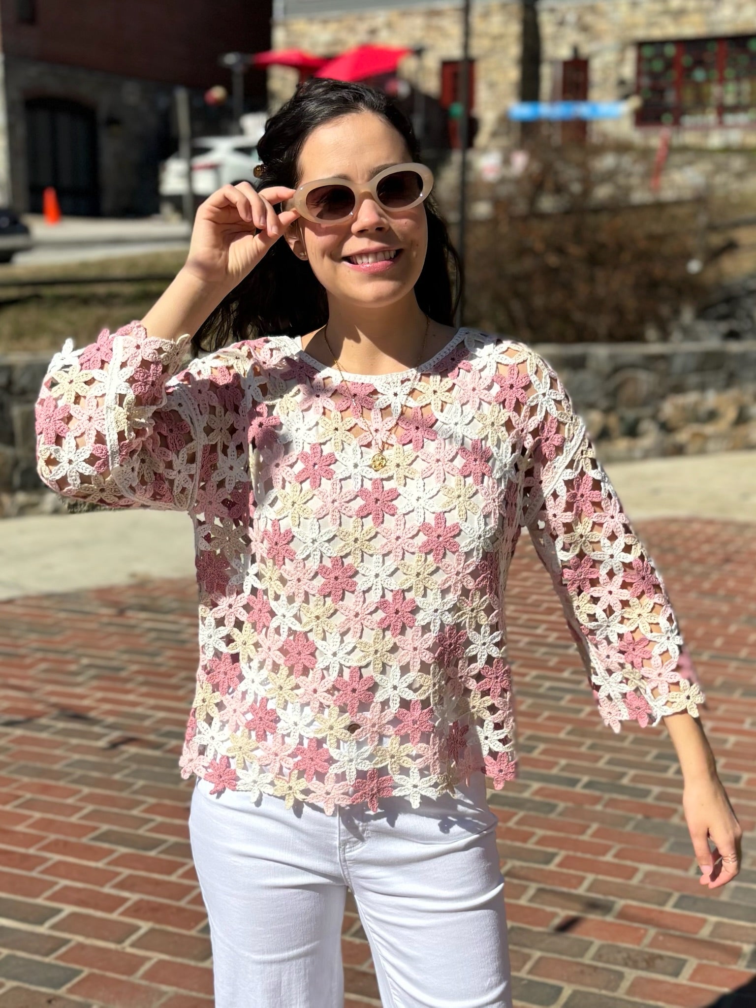 Charlie Crochet Flower Blouse