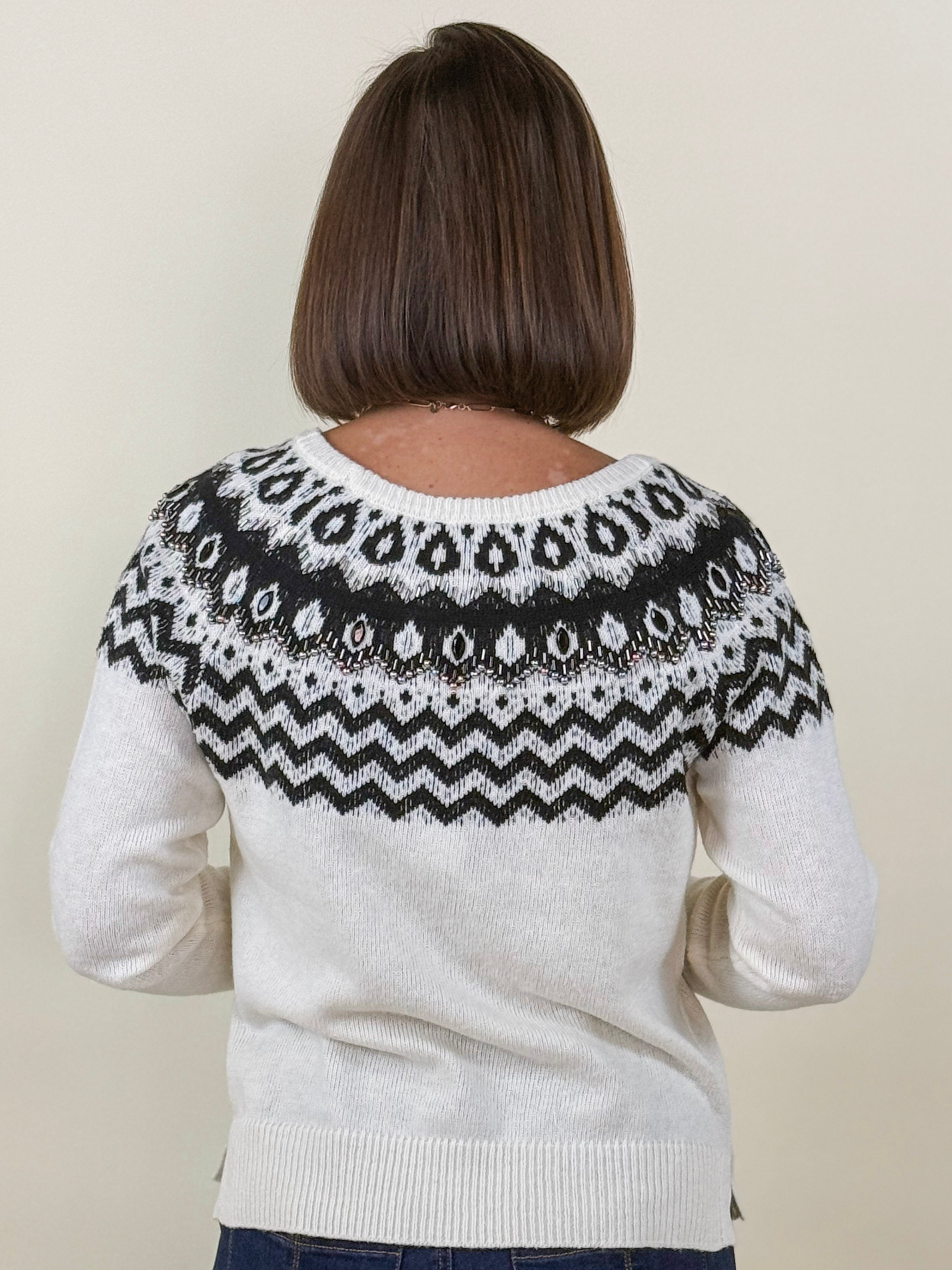 [TRIBAL] Sierra Scoop Neck Beaded Sweater