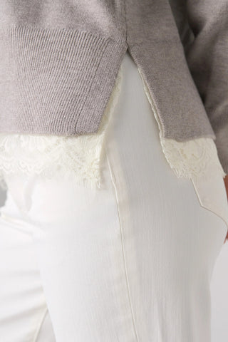 [Liverpool] Gracie V-Neck Lace Detail Sweater
