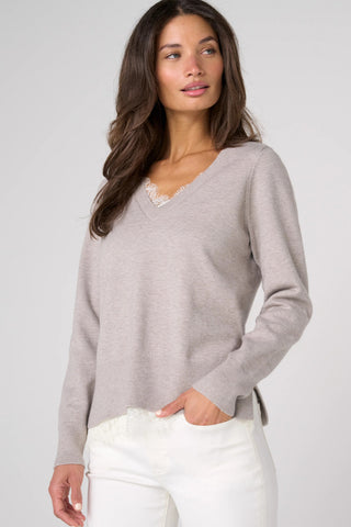 [Liverpool] Gracie V-Neck Lace Detail Sweater