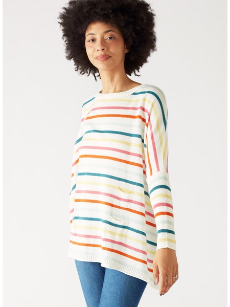 Catalina Crewneck Sweater - Rainbow Sherbet Stripe - OS
