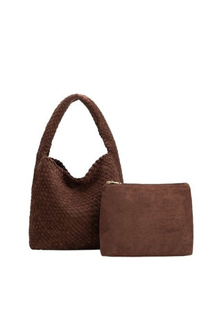 Johanna Suede Vegan Leather Shoulder Bag - Tobacco