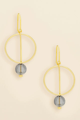 Refined Glass Drop Earrings - Smoke/Gold