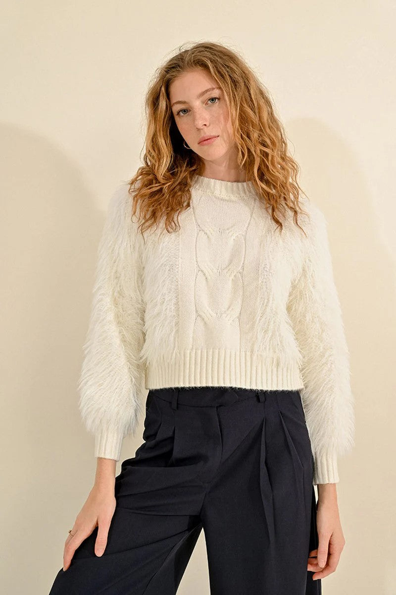 Aurora Cable Knit Furry Sweater