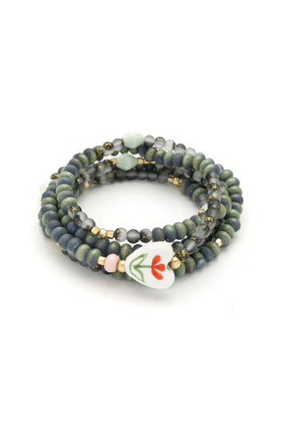 Ceramic Bead Wrap Bracelet/Necklace - Love/Heart