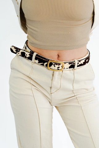 Animal Print Belt with Rectangular Buckle