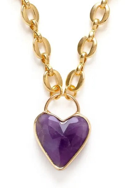 Roma Heart Statement Necklace - Amethyst