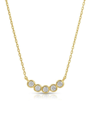 Faux Multi Diamond Necklace - Gold