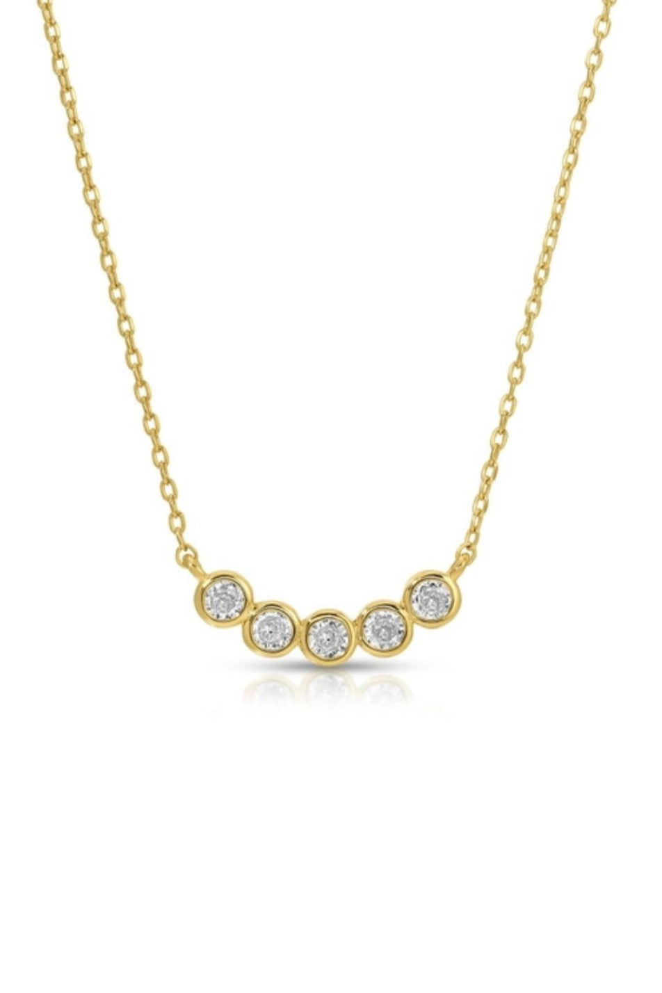 Faux Multi Diamond Necklace - Gold