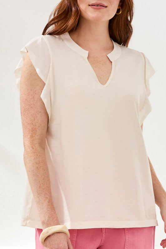 [TRIBAL] Liv Mixed Media Ruffle Sleeve Top