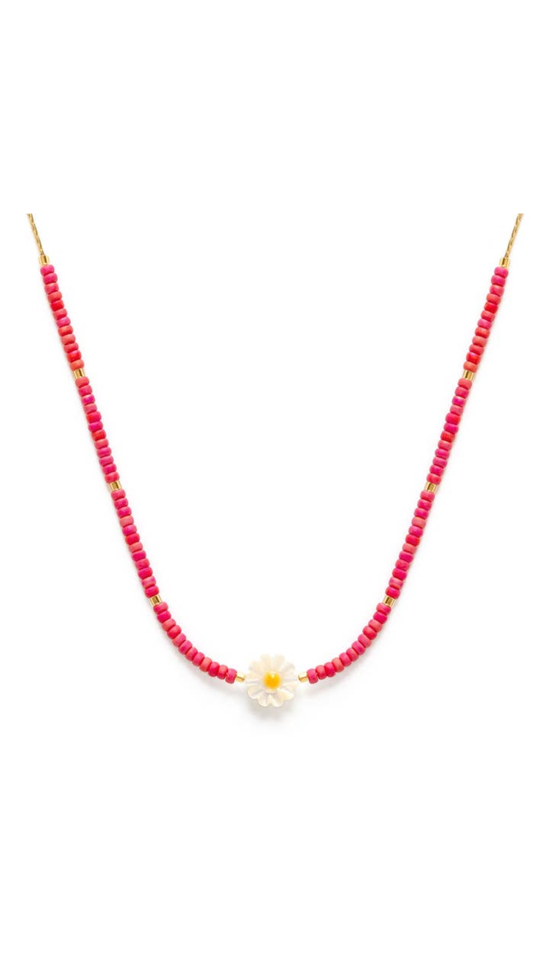 Daisy Miyuki Bead Necklace - Rainbow Coral