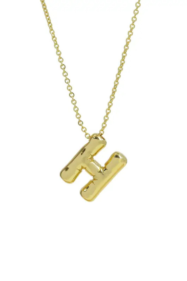 Initial Balloon Bubble Gold Necklace - 0.57" - H