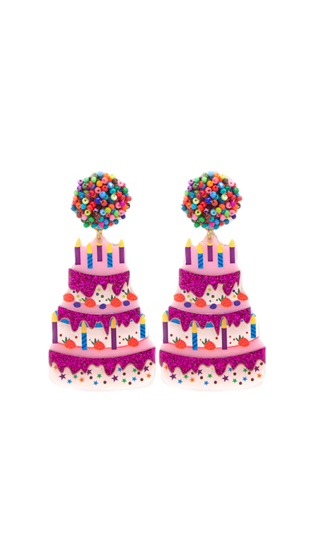Pompom & Birthday Cake Earrings