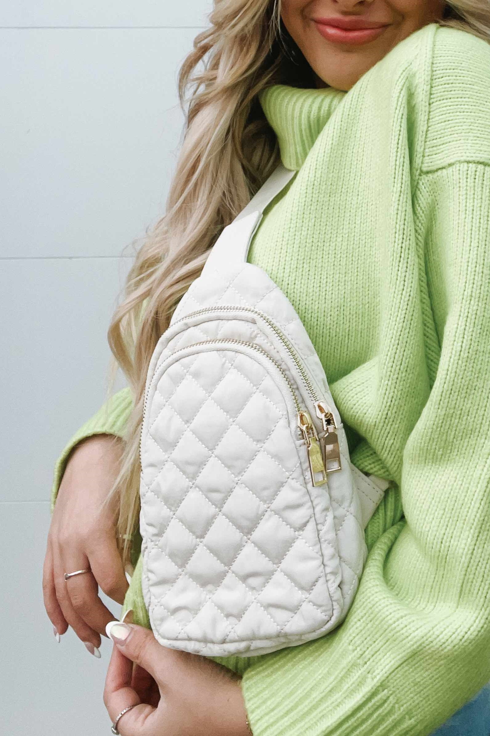 Pinelope Puffer Sling Bag - Cream