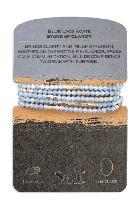 Stone Wrap: Blue Lace Agate/Silver - Stone of Clarity