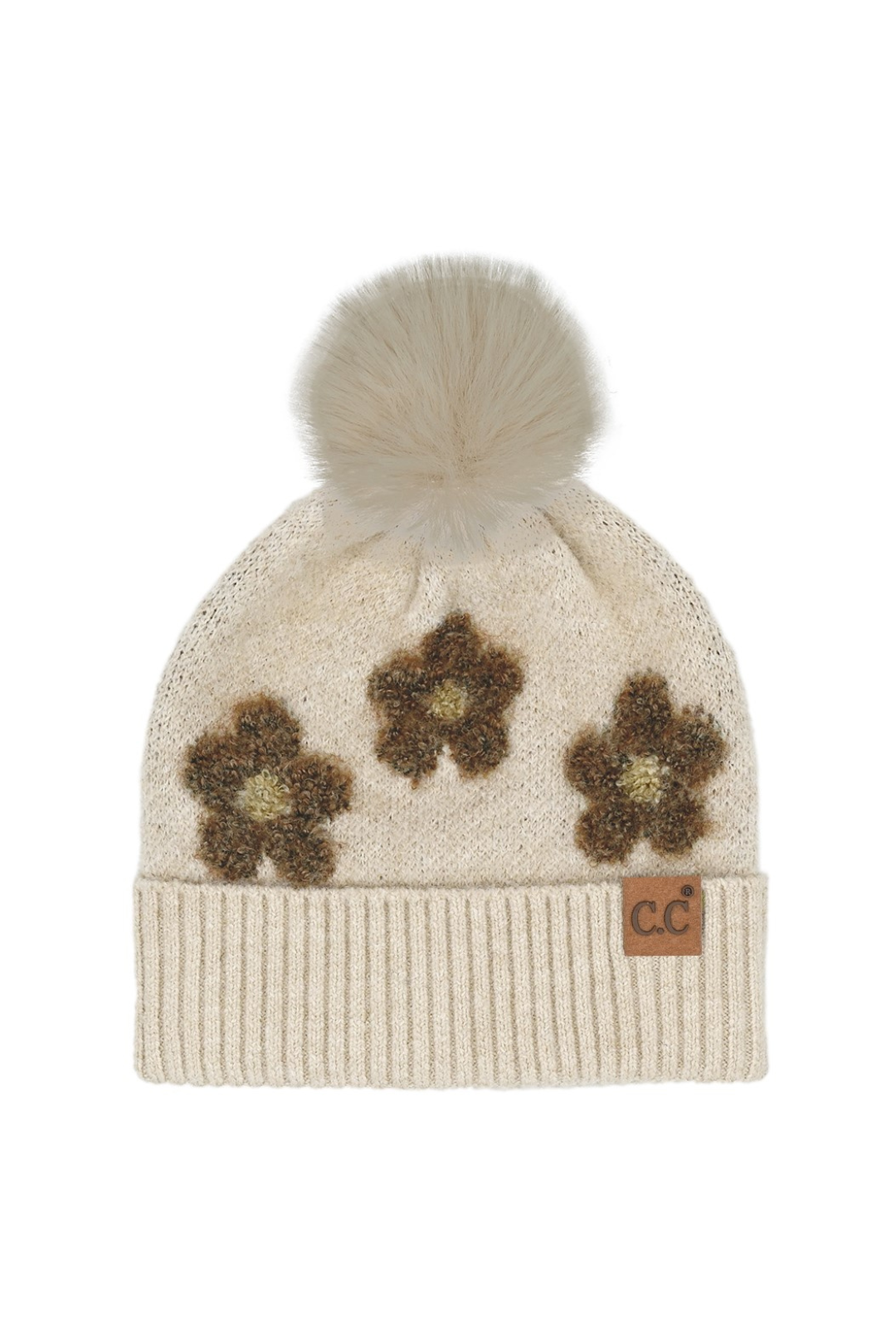 Daisy Beanie with Pom - Heather Beige