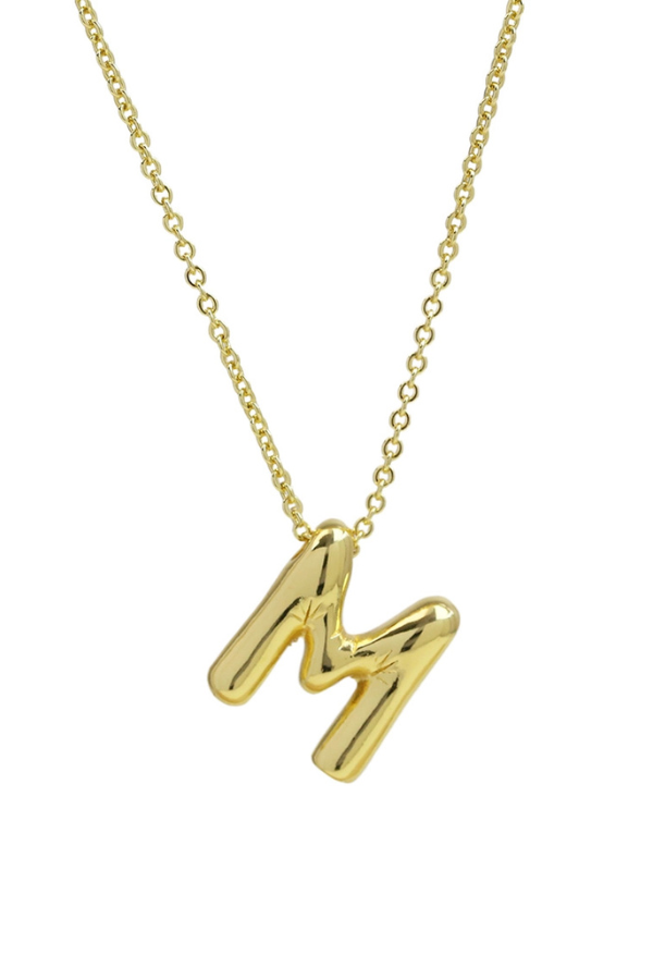 Initial Balloon Bubble Gold Necklace - 0.57" - M