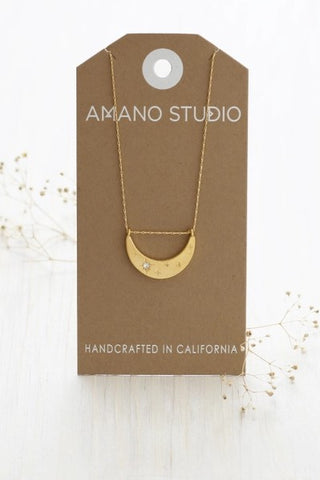 Starlight Crescent Necklace - Crystal