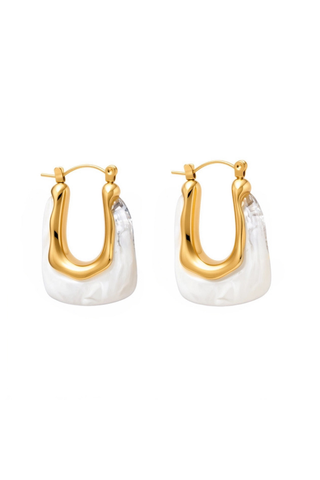 Cha-Cha Resin Hoop Earrings - Ivory