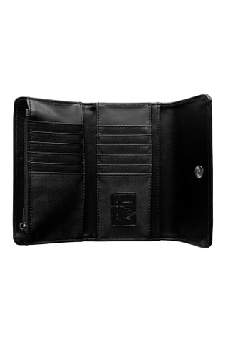 Faux Croc Marnie Mini Trifold Wallet - Black