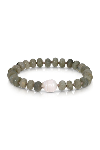 Stone Bracelet with Baroque Pearl - Grey