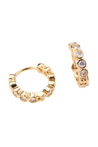 Celia Circle Gem Huggies - Gold