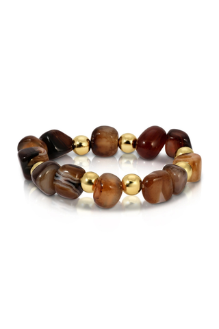 Bold Tumbled Stones Statement Bracelet - Brown