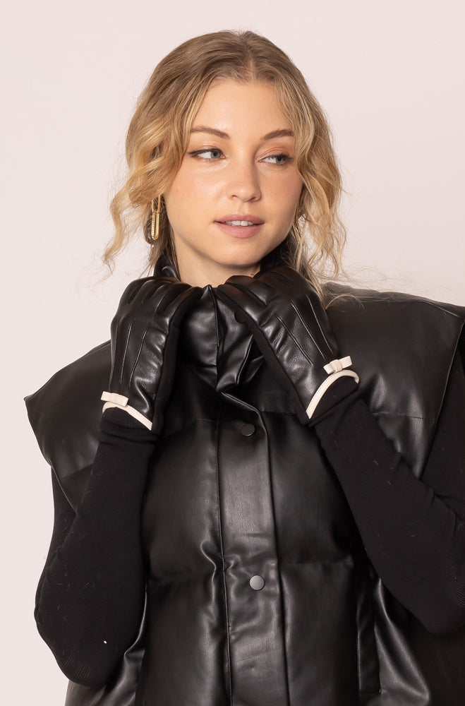 Faux Leather Touch Gloves