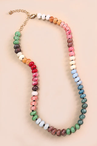 Natural Agate Semi-Precious Bead Necklace - 1A