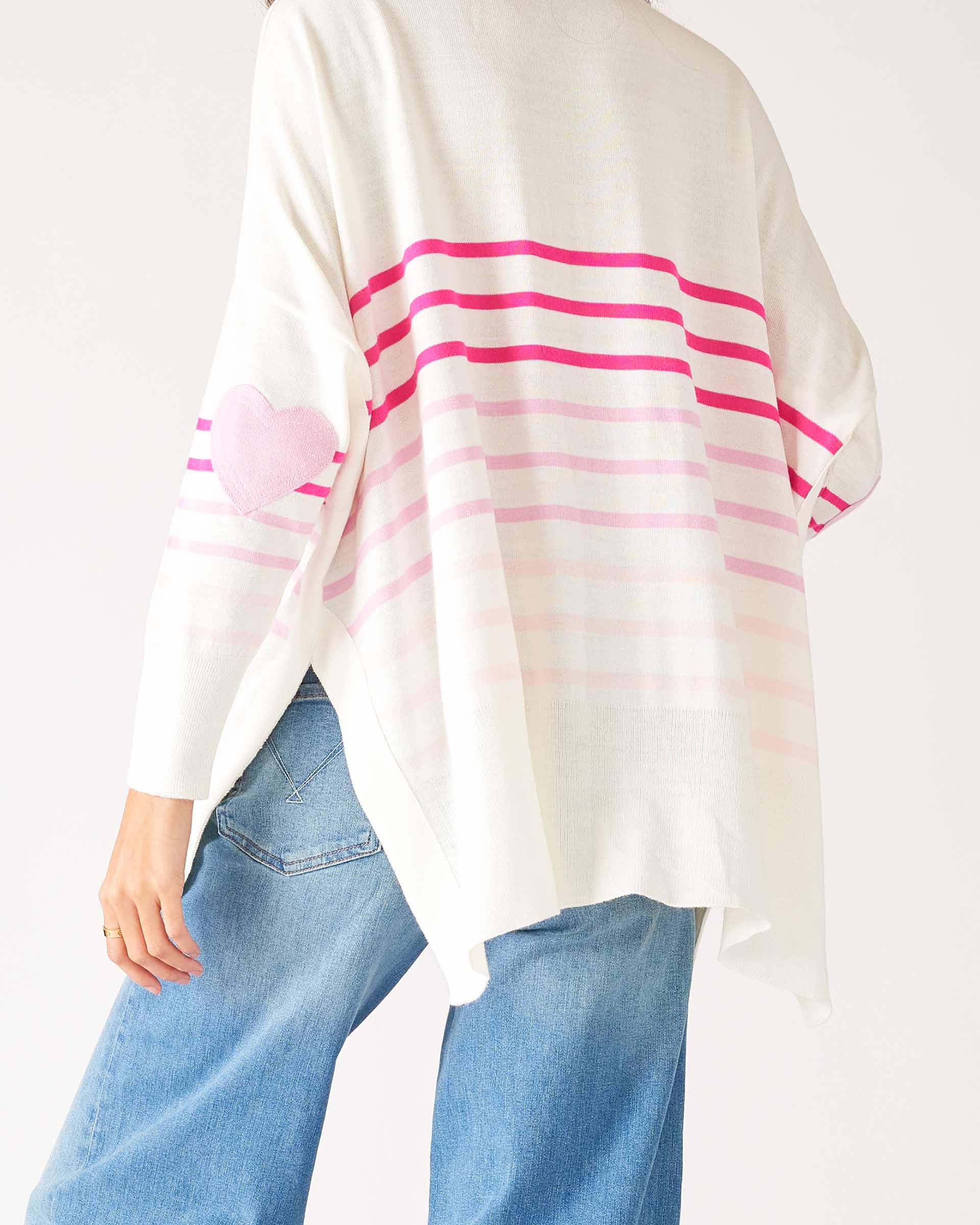 Amour Sweater with Heart Patch - Pink Ombre - OS