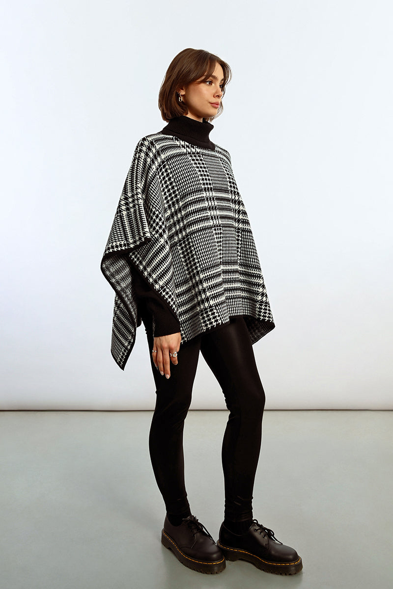 Zoe Plaid Turtleneck Poncho