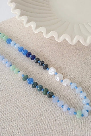 Ombre Semi-Precious Beaded Necklace - Blue